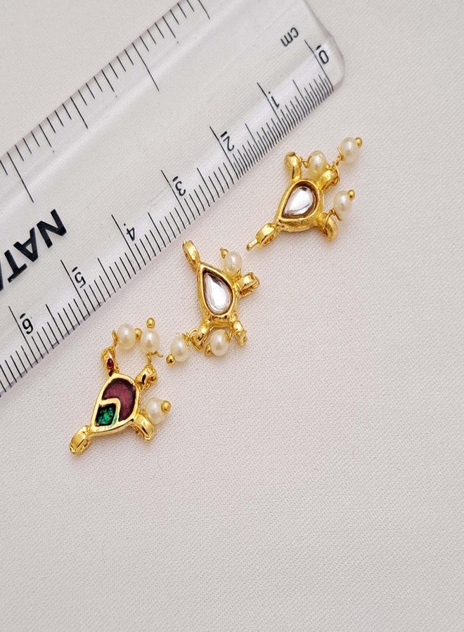 meryCraft Stone Meenakari Kundan, Spacers, Connectors, Components for Jewellery Making, Embroidery and Craft Work-(Size: 15x10, Pack of 10 Pieces) - Image 2